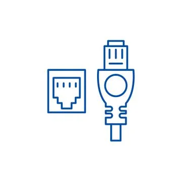 Network cable and socket line icon concept. Network cable and socket flat vector Stockillustratie
