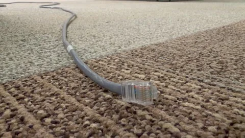 Network cable on carpet floor in Austin, Tx 9/12/2026 Stock Footage 345279156
