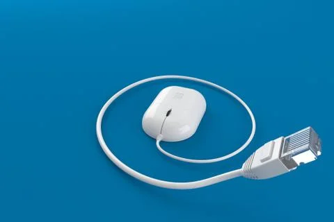 Network cable with computer mouse Stock Illustration