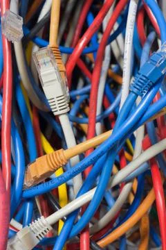 Network cable confusion Stock Photos