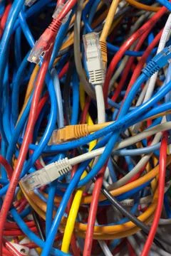 Network cable confusion Stock Photos