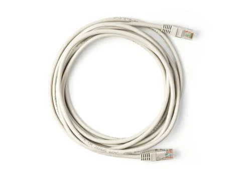 Network cable for connecting the router to the computer. Patch cord. Stock Photos