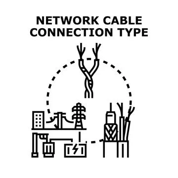 Network cable connection type and electrical infrastructure Stockillustratie
