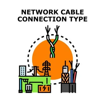 Network cable connection type and electrical infrastructure Stock Illustration