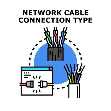 Network cable connection type connecting internet data Stock Illustration