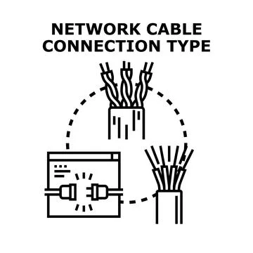 Network cable connection type connecting internet data Stock Illustration