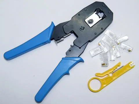 Network cable crimper tool Fotos de archivo