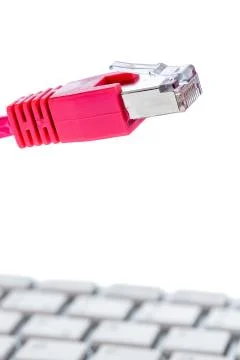 Network cable to keyboard 스톡 사진