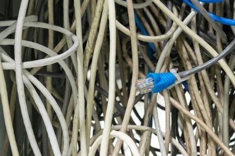 Network Cable Management Mess Stock Photos