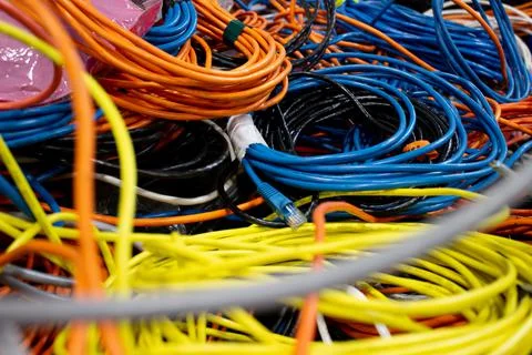 Network cable messy stock Stock Photos