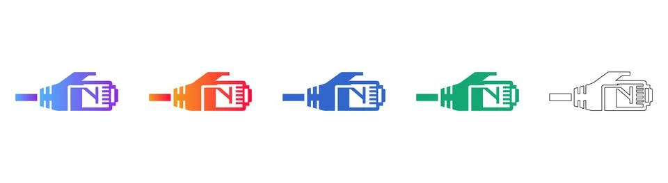Network Cable Plug Icons Stock Illustration