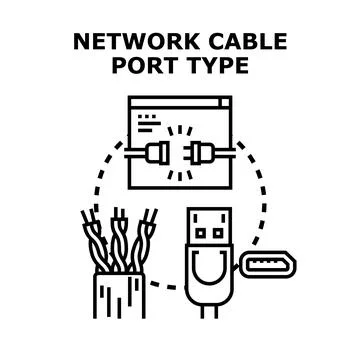 Network cable port type connection digital technology Stock Illustration