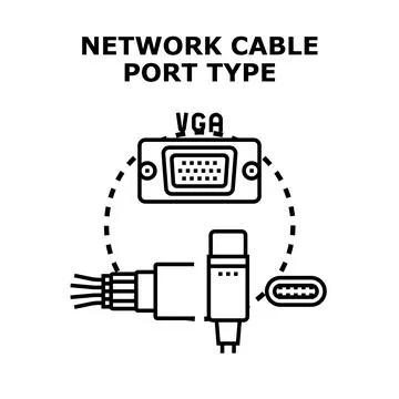 Network cable port type connection technology illustration Stock Illustration