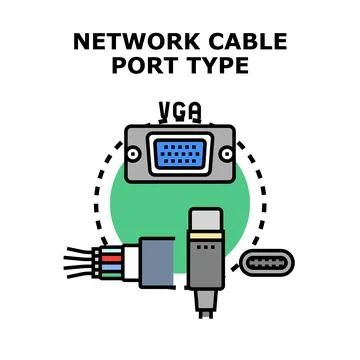 Network cable port type connection technology illustration Stockillustratie