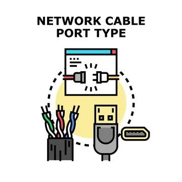 Network cable port type connection digital technology Stock Illustration