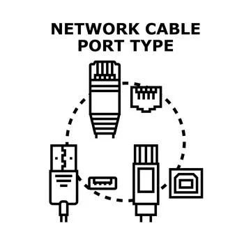 Network cable port type connectors and connectivity Stockillustratie