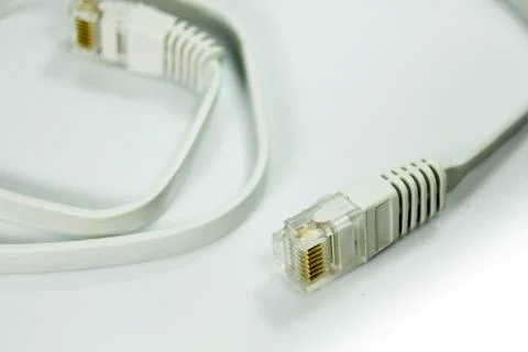 Network cable with rj-45 connector Stock Photos