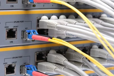 Network cable with switch Stock Photos