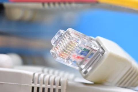 Network cables and server in datacenter Stock Photos