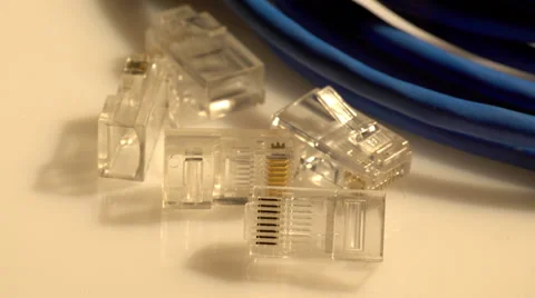 Network cables and UTP connectors Stock Footage 62083881