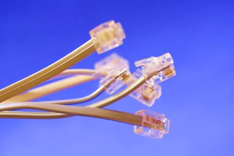 Network Cables on Blue Background Foto stock