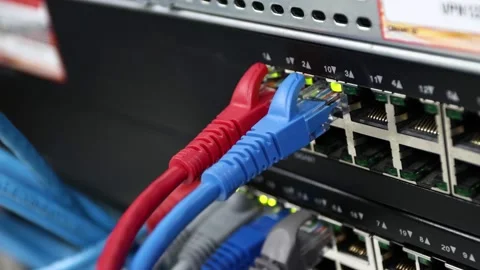 The network cables to connect Lan port Stock Footage 141137557