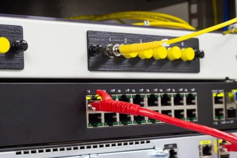 The network cables to connect Lan port 스톡 사진