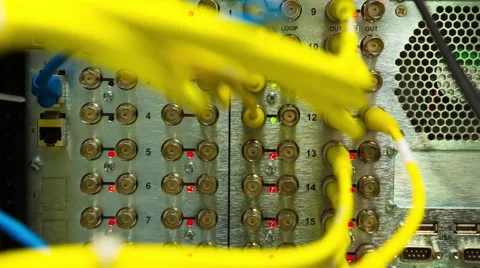 Network cables connected to the server - From Focus To Out of Focus 스톡 동영상 58238169