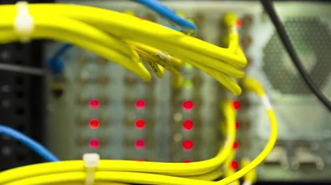 Network cables connected to the server - Switch and cable in data center - Chang Vidéo 58850452