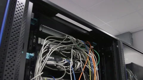Network cables fast zoom in Stock Footage 48650329