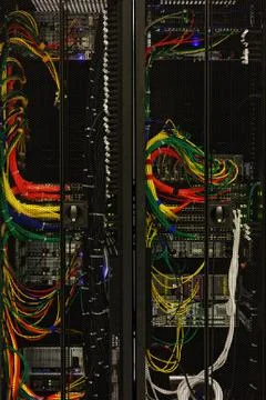 Network cables of a server 写真素材