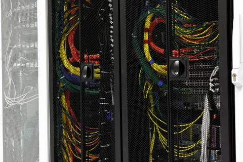 Network cables of a server Stock Photos