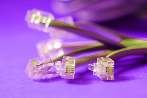 Network Cables on Violet Background 스톡 사진