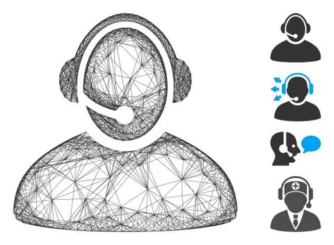 Network Call Center Operator Vector Mesh Stock Illustration