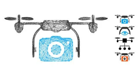 Network Camera Drone Vector Mesh イラスト素材
