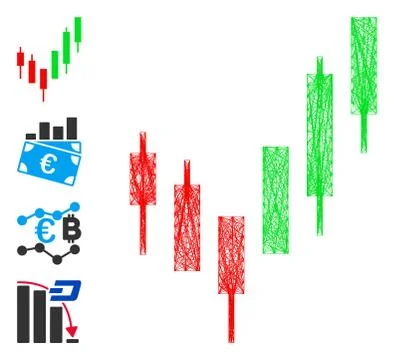 Network Candlestick Chart Vector Mesh Stock Illustration