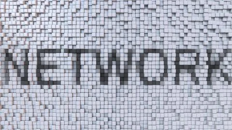NETWORK caption made of pixels. 3D rendering イラスト素材