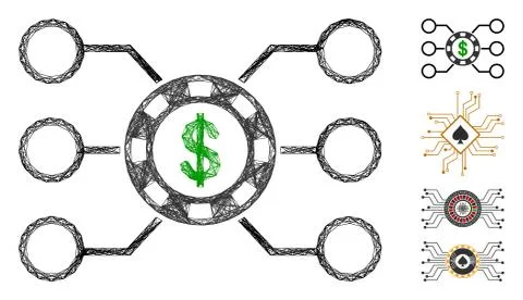 Network Casino Chip Circuit Vector Mesh Stockillustratie