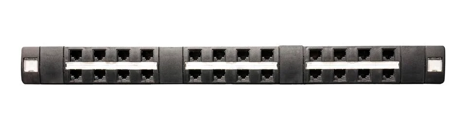 Network Cat5e Patch Panel With 24 Ports 写真素材