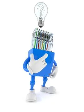 Network character having an idea Stock Illustration