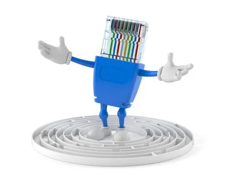 Network character inside maze Stock Illustration