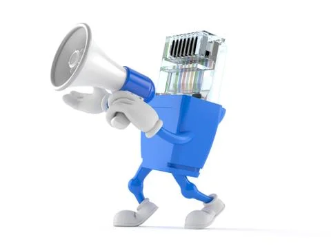 Network character speaking through a megaphone Stock Illustration