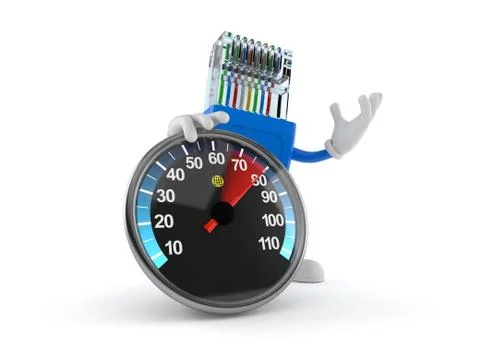 Network character with speed meter Stockillustratie