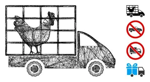 Network Chicken Wagon Vector Mesh Stock Illustration