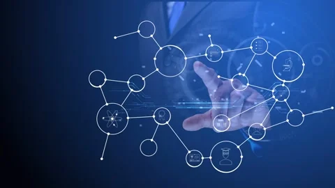 A network of circles with symbols of digital education and the development of Stock Footage 269140448