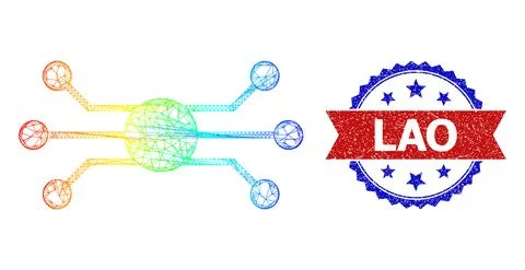 Network Circuit Node Web Mesh Icon with Spectral Gradient and Scratched Bicolor Stockillustratie