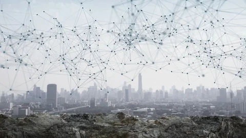 Network on the city Stock Footage 86905148