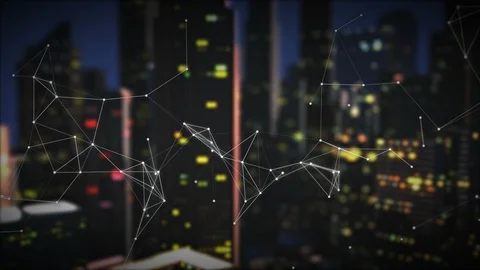 Network on city. Stockbeeldmateriaal 96916165