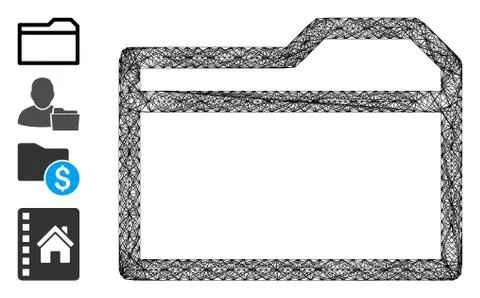 Network Closed Folder Vector Mesh イラスト素材