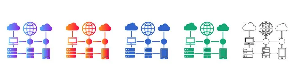 Network Cloud Computing Icon Set Stockillustratie
